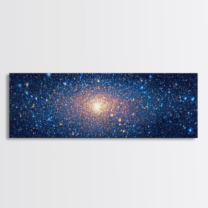 Blue Galaxy Star Cluster Wall Art, Cosmic Modern Canvas Print, Space Abstract Art, Starry Bedroom Decor, Large Poster Print