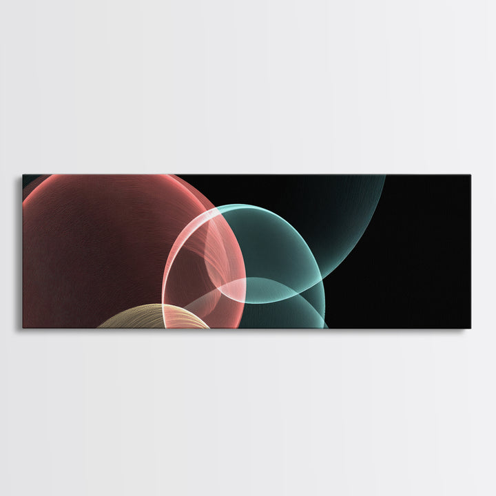 Translucent Floating Spheres Canvas Print, Modern Abstract Art, Blue Pink Geometric Wall Decor, Minimal Office Wall Art Print