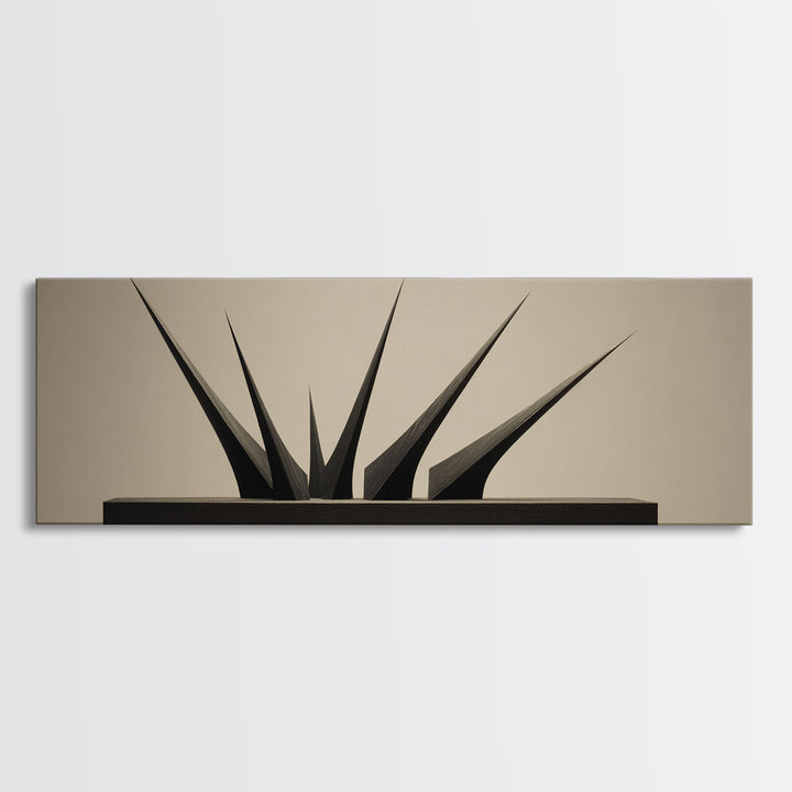 Black Angular Modern Sculpture Canvas Print, Minimalist Geometric Wall Art, Masculine Office Decor, Contemporary Art Print