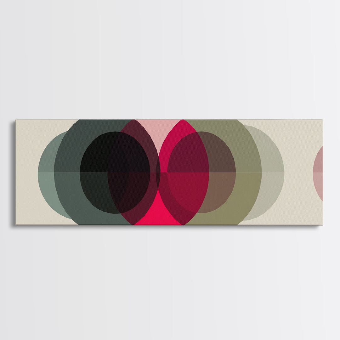 Soft Olive Pink And Charcoal Overlapping Circles Wall Art, Modern Abstract Print, Midcentury Geometric Decor, Neutral Poster