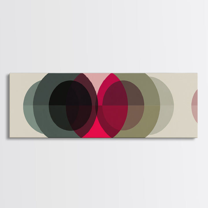 Soft Olive Pink And Charcoal Overlapping Circles Wall Art, Modern Abstract Print, Midcentury Geometric Decor, Neutral Poster