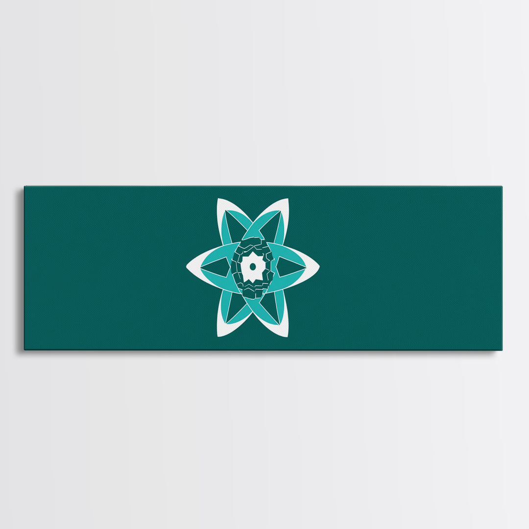 Minimal Teal Atomic Flower Wall Art, Mid Century Modern Abstract Art, MCM Wall Decor, Space Abstract Art, Digital Art Print