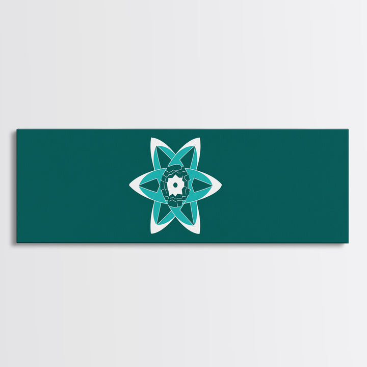 Minimal Teal Atomic Flower Wall Art, Mid Century Modern Abstract Art, MCM Wall Decor, Space Abstract Art, Digital Art Print