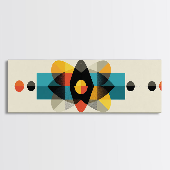 Bold Geometric Atom Abstract Canvas Print, Mid Century Modern Wall Decor, Bauhaus Poster, Atomic Art, Colorblock Art Print