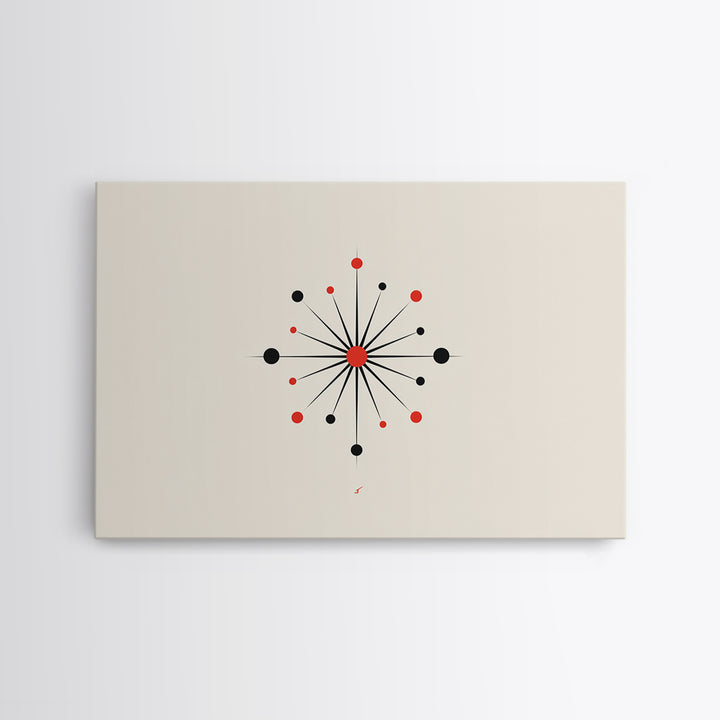 Red Black Atomic Starburst Wall Art, Midcentury Modern Art Print, Minimalist Geometric Poster, Retro MCM Wall Decor, Atomic Ranch Home Decor