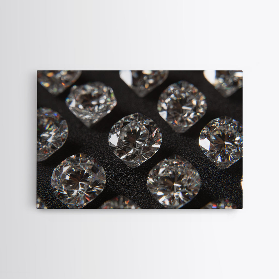 Sparkling Round Diamond Macro Wall Art, Glam Black White Photo Print, Luxury Modern Decor, Statement Jewelry Poster Gift