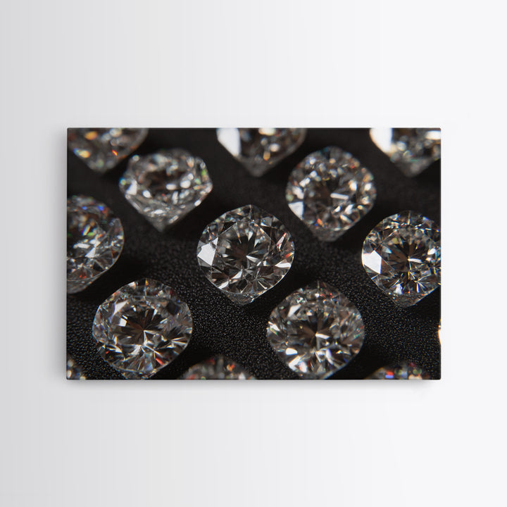 Sparkling Round Diamond Macro Wall Art, Glam Black White Photo Print, Luxury Modern Decor, Statement Jewelry Poster Gift