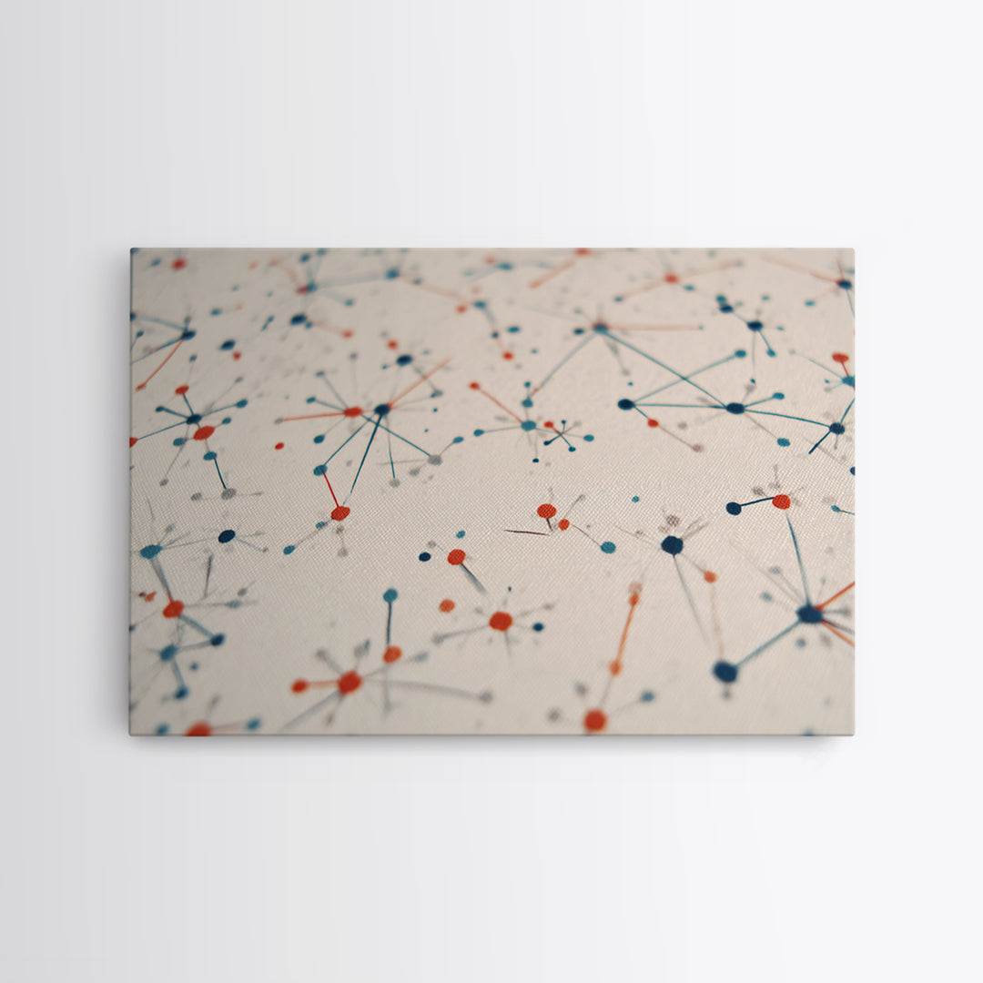 Atomic Network Dots And Lines Canvas Print, Mid Century Modern Wall Art, Geometric Abstract Art, Retro Office Decor, Home Decor