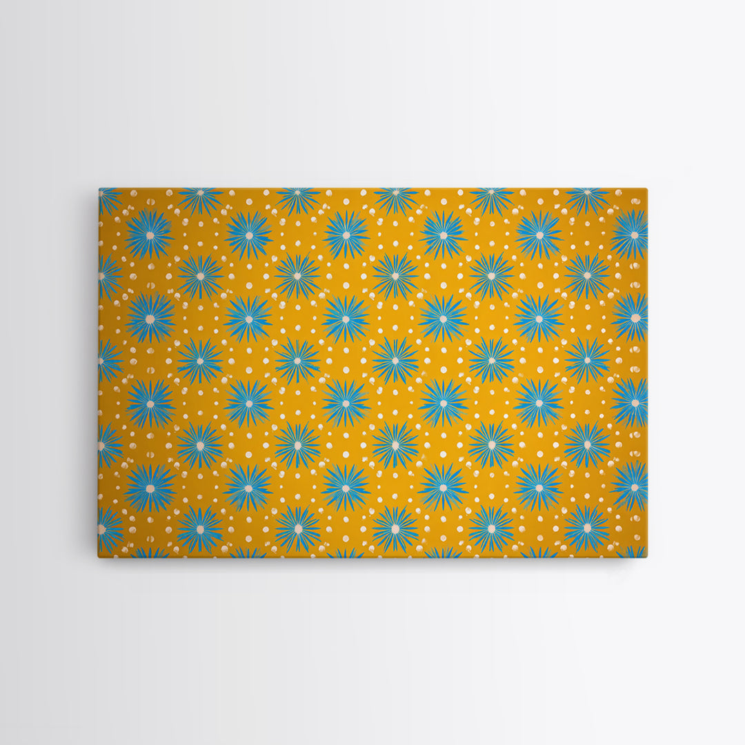Mustard Teal Atomic Starburst Pattern Wall Art, Mid Century Modern Decor, Retro 1960s Poster, Yellow Wall Art, MCM Geometric Print