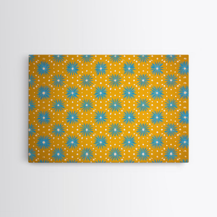 Mustard Teal Atomic Starburst Pattern Wall Art, Mid Century Modern Decor, Retro 1960s Poster, Yellow Wall Art, MCM Geometric Print