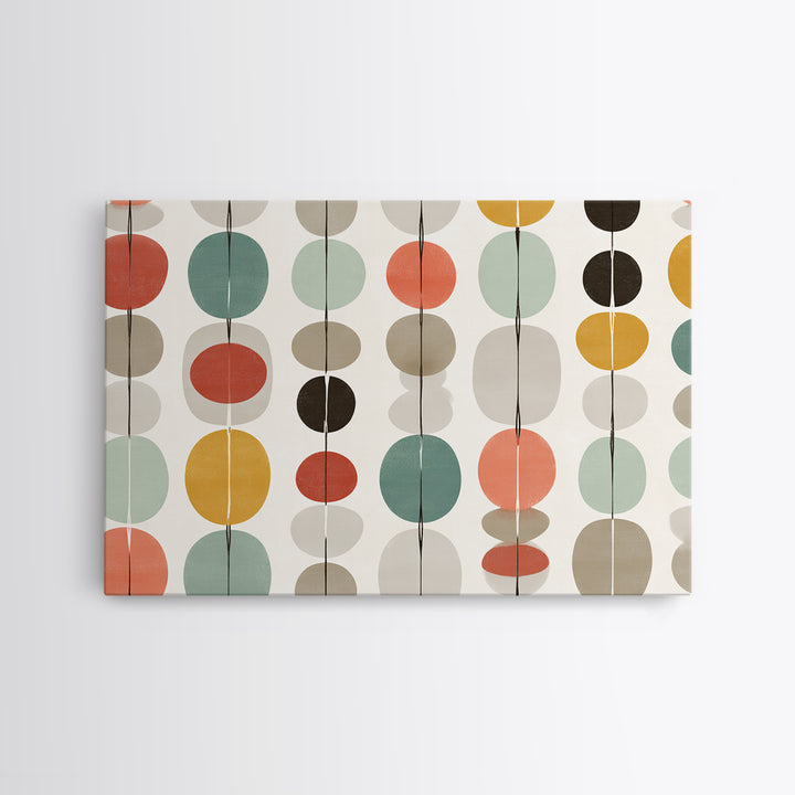 Pastel Circle Garland Pattern Canvas Print, Midcentury Modern Art, Geometric Wall Art, MCM Wall Decor, Retro Home Decor Print