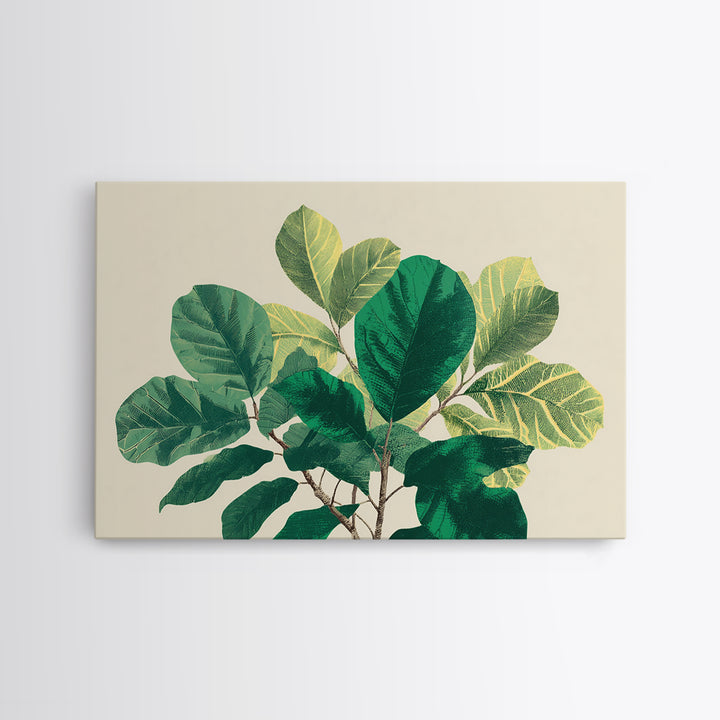 Lush Green Fiddle Leaf Fig Wall Art, Botanical Midcentury Modern Decor, Nature Canvas Print For Living Room Or Office Decor