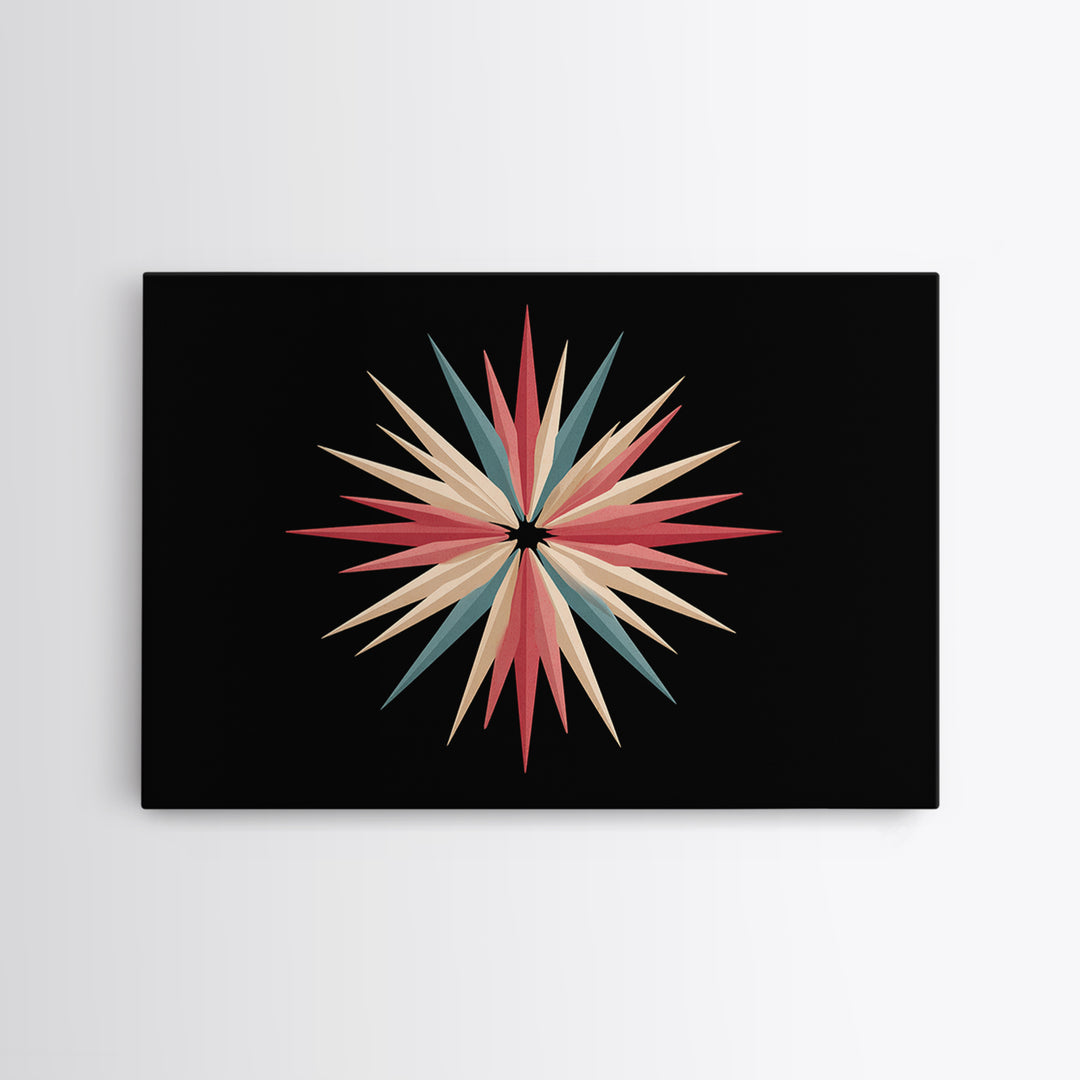 Atomic Starburst Abstract Wall Art, Mid Century Modern Print, Retro Geometric Poster, MCM Wall Decor, Colorful Canvas Style