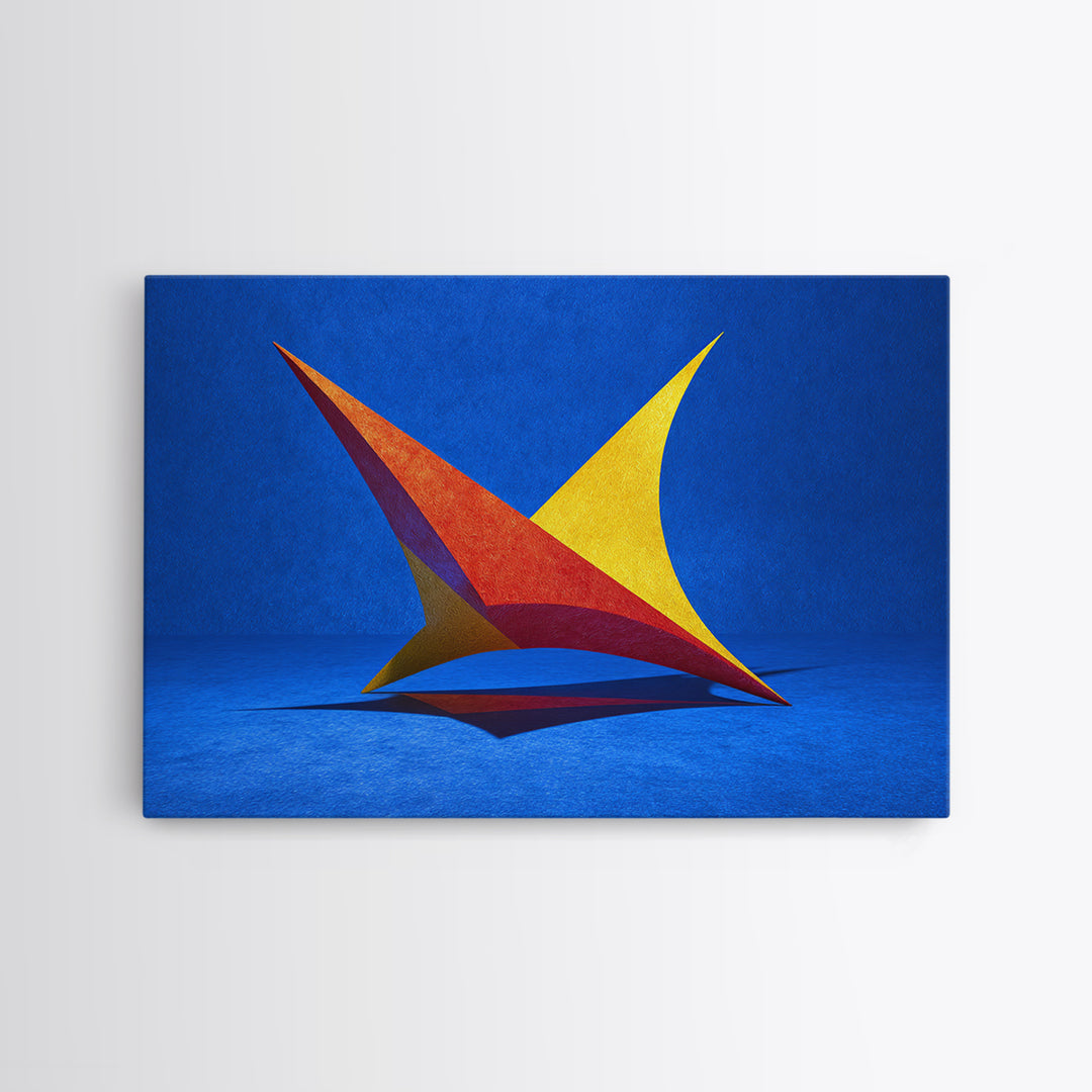 Minimal Kinetic Sculpture Canvas Print, Blue Modern Abstract Art, Midcentury Modern Wall Art, Bold Geometric Home Decor Print
