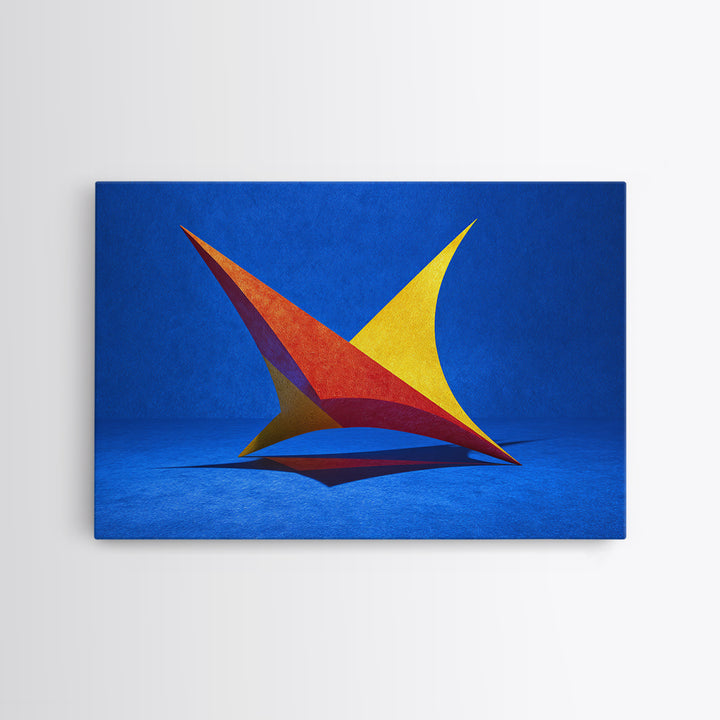 Minimal Kinetic Sculpture Canvas Print, Blue Modern Abstract Art, Midcentury Modern Wall Art, Bold Geometric Home Decor Print