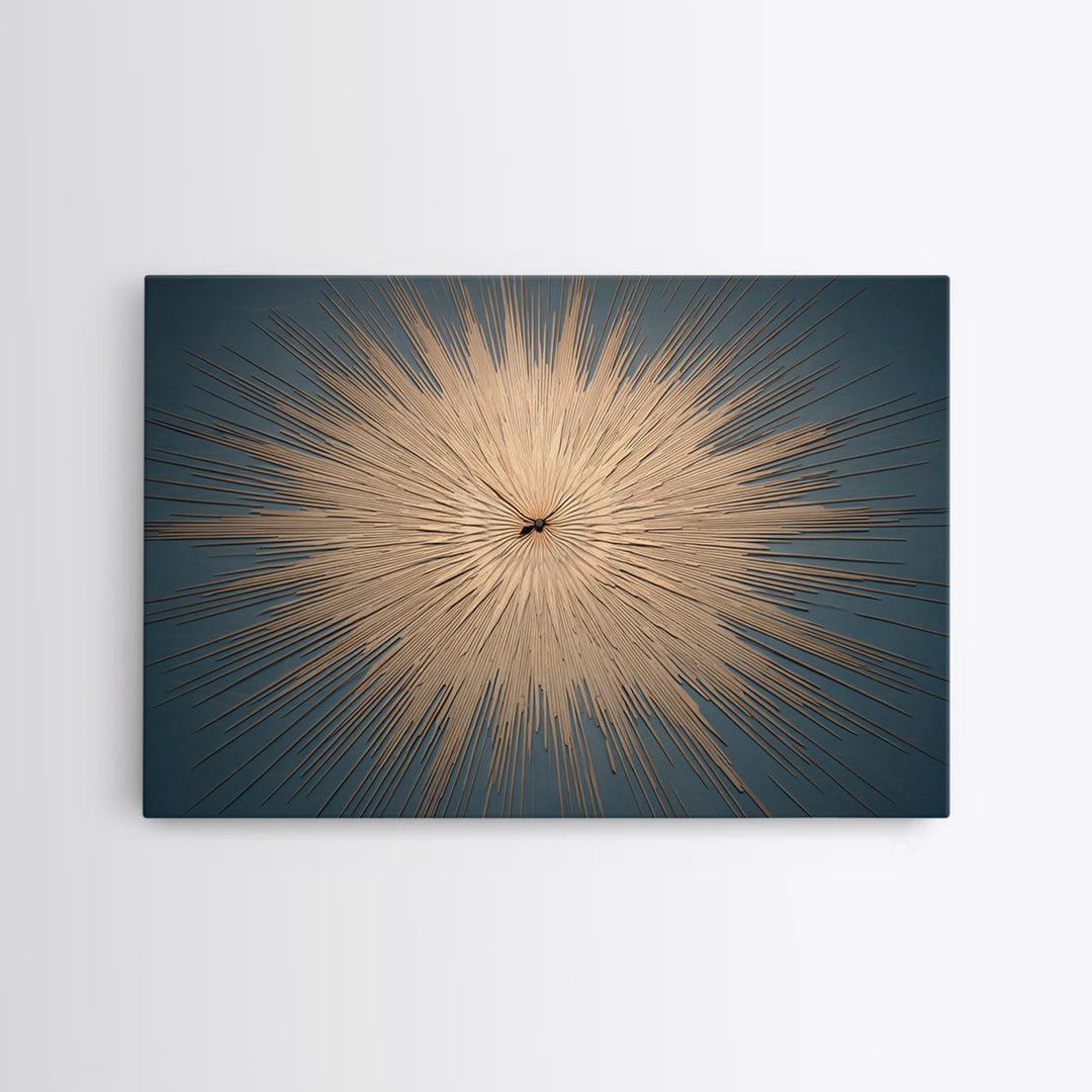 Gold Atomic Sunburst Clock On Teal Wall Art, Mid Century Modern Decor, Retro Modern Poster, MCM Living Room Art Print, Home Decor