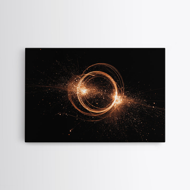 Orange Cosmic Energy Ring Wall Art, Modern Abstract Art Print, Space Abstract Art, Retro Wall Decor, Framed Canvas Print