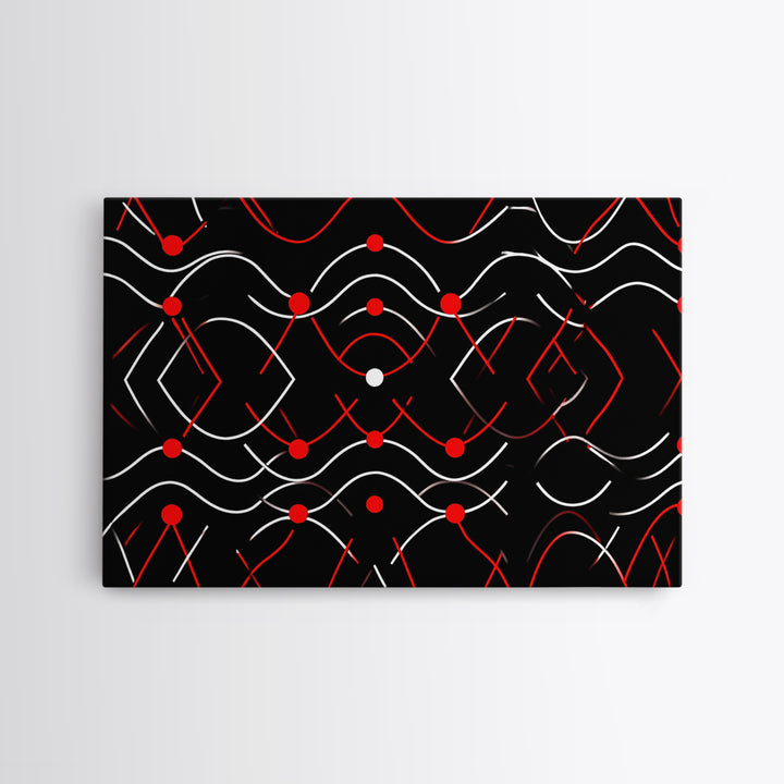 Black Red White Geometric Line Abstract Wall Art, Midcentury Modern Art Print, Bauhaus MCM Decor, Bold Retro Poster, Home Decor