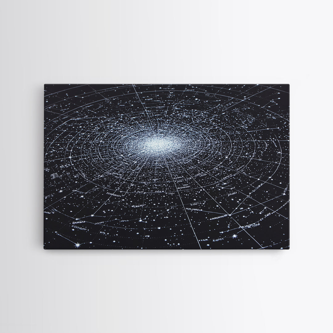 Radiant Galaxy Star Chart Wall Art, Deep Navy Constellation Map, Cosmic Astronomy Poster, Modern Space Decor Print For Bedroom