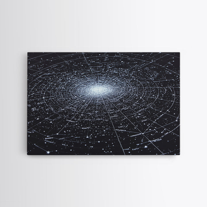 Radiant Galaxy Star Chart Wall Art, Deep Navy Constellation Map, Cosmic Astronomy Poster, Modern Space Decor Print For Bedroom