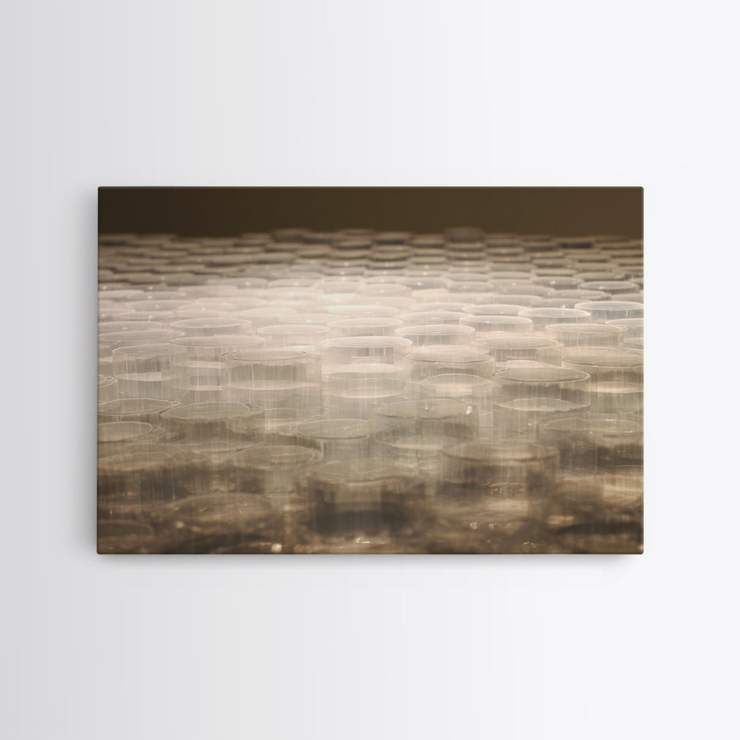 Translucent Neutral Circle Cell Abstract Wall Art, Modern Geometric Art Print, Beige Contemporary Home Office Decor Poster