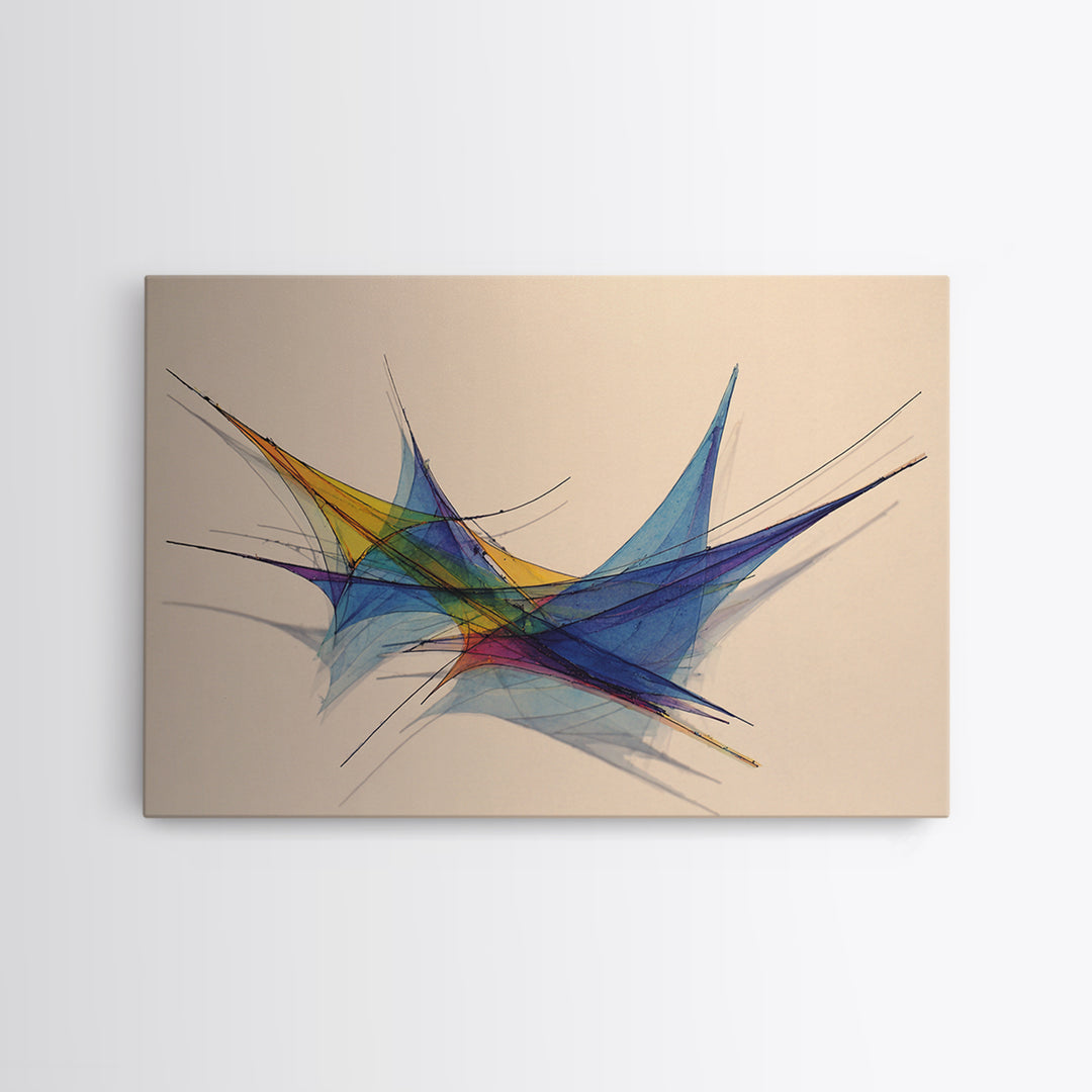 Colorful Geometric Stabile Wall Art, Modern Sculpture Inspired Print, Midcentury Abstract Lines, Bauhaus Bright Home Office Decor