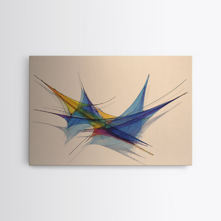 Colorful Geometric Stabile Wall Art, Modern Sculpture Inspired Print, Midcentury Abstract Lines, Bauhaus Bright Home Office Decor