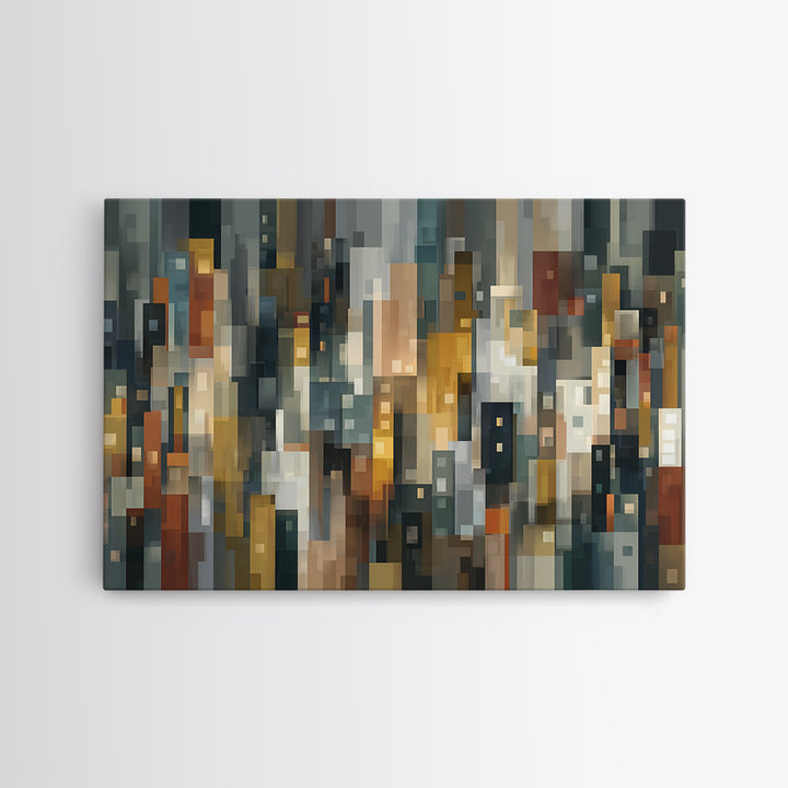 Moody Abstract City Skyline Wall Art, Modern Urban Decor, Geometric Cityscape Print, Home Office Art, Contemporary Poster
