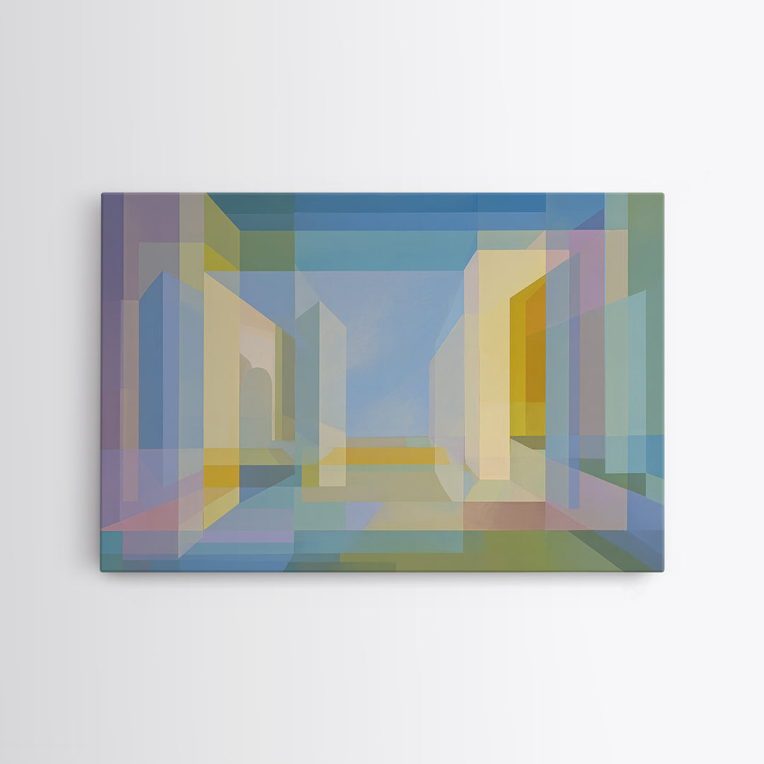 Pastel Geometric Atrium Wall Art, Scandinavian Modern, Minimalist Wall Art, Abstract Decor Art, Modern Home Decor, Office Decor