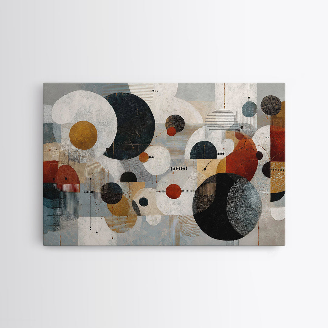 Atomic Circle Mobile Wall Art, Midcentury Modern Art, Geometric Art Print, Abstract Wall Art, Burnt Orange Art, Retro Decor