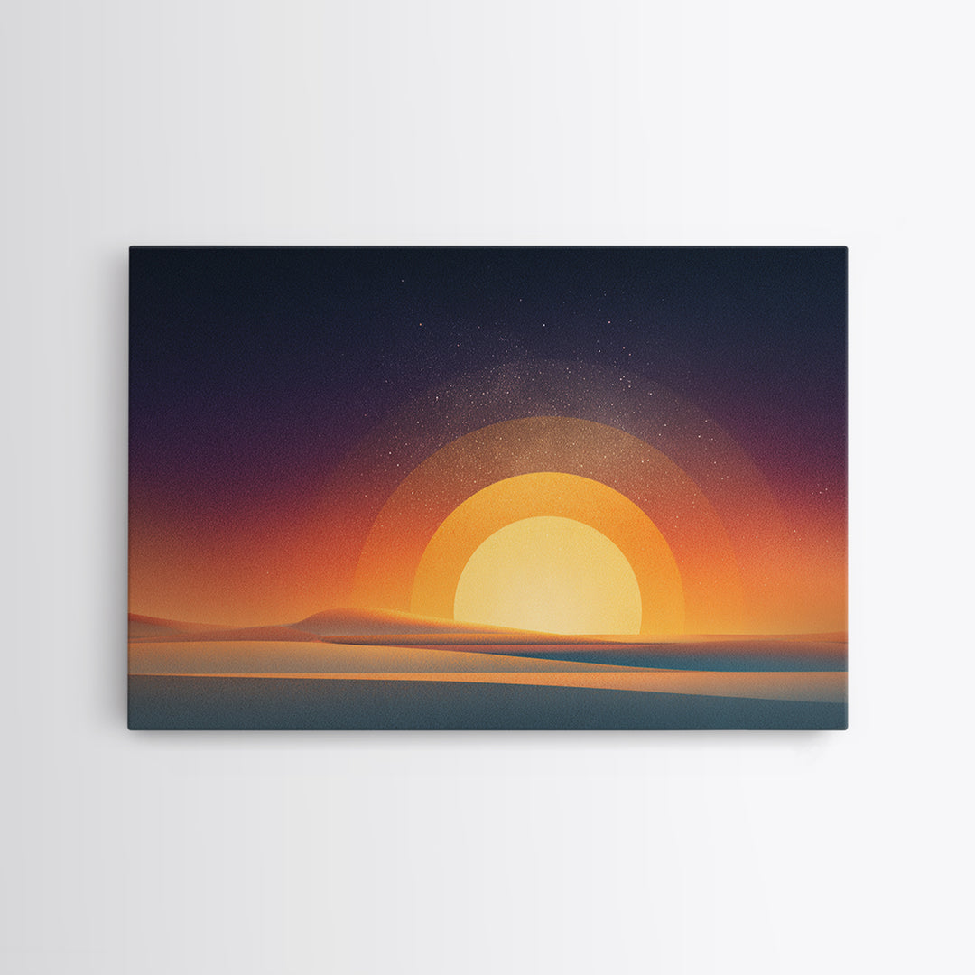 Orange Desert Sun Wall Art, Retro Modern Poster, Minimalist Landscape Print, Midcentury Decor, Warm Abstract Wall Decor Art