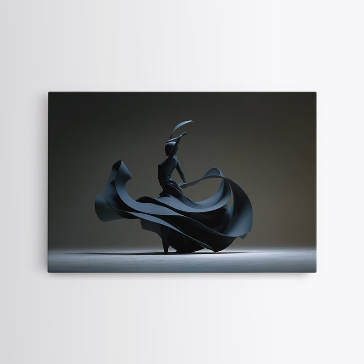Black Flamenco Dancer Canvas Print, Modern Sculpture Inspired Wall Art, Masculine Abstract Decor, Statement Wall Decor Poster