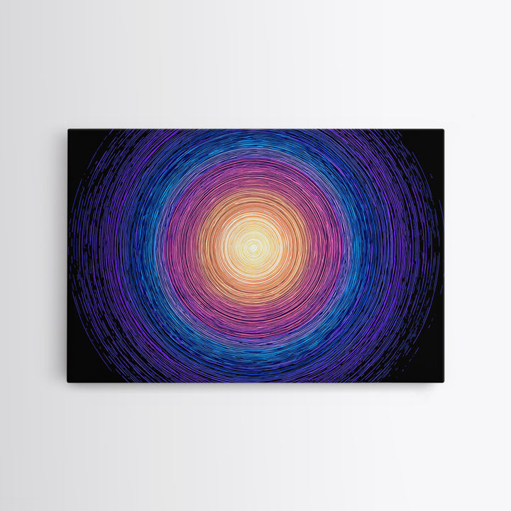 Vibrant Purple Blue Concentric Spiral Wall Art, Midcentury Modern Abstract Art Print, Geometric Retro Decor For Living Room