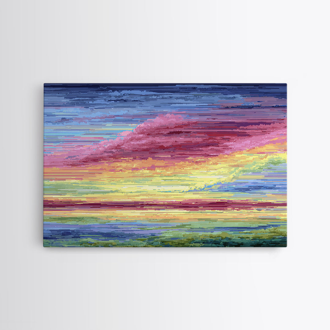 Vibrant Pink Yellow Sunset Clouds, Modern Wall Art, Bright Abstract Art Print, Colorful Living Room Decor Canvas Print Poster