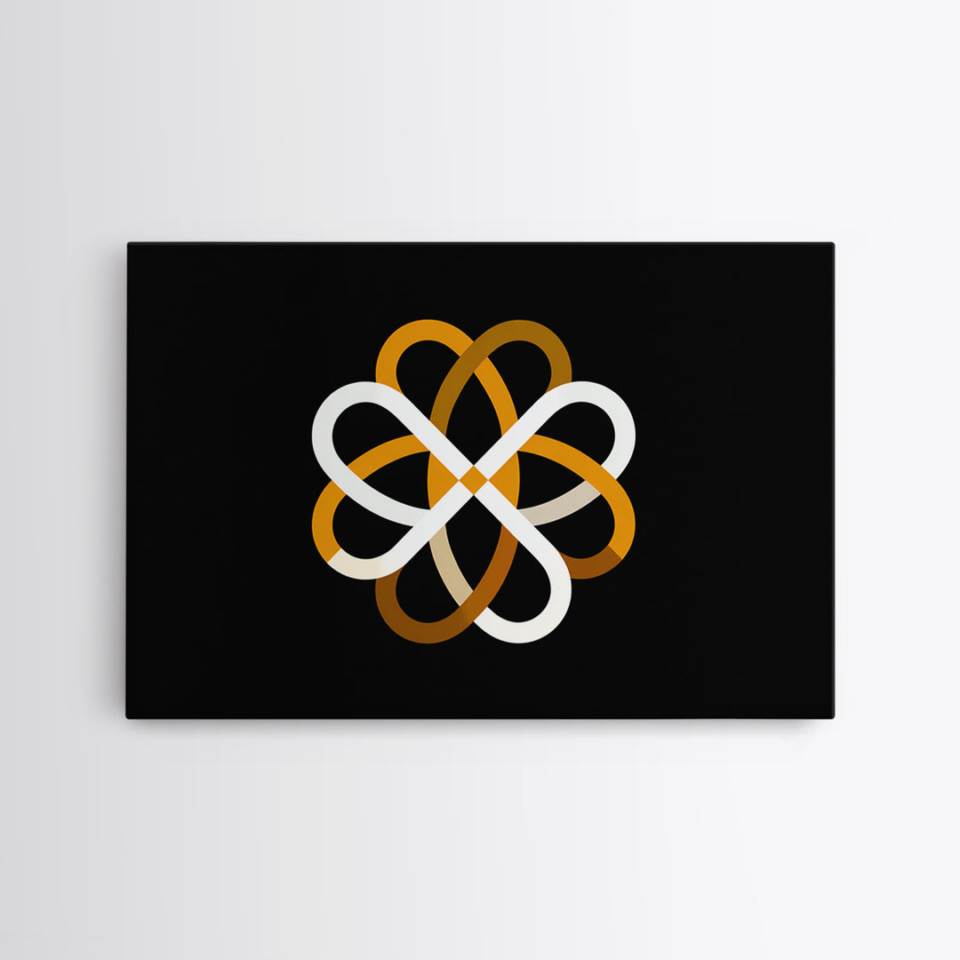 Orange White Atomic Loop Abstract, Modern Wall Art, Minimalist Geometric Poster, Retro MCM Home Decor Canvas Print Gift Idea