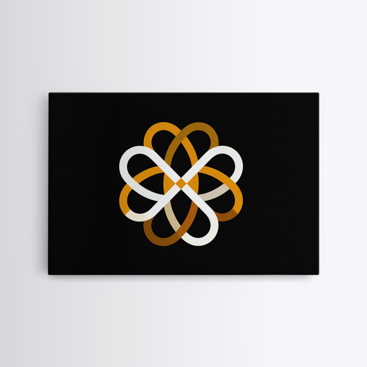 Orange White Atomic Loop Abstract, Modern Wall Art, Minimalist Geometric Poster, Retro MCM Home Decor Canvas Print Gift Idea