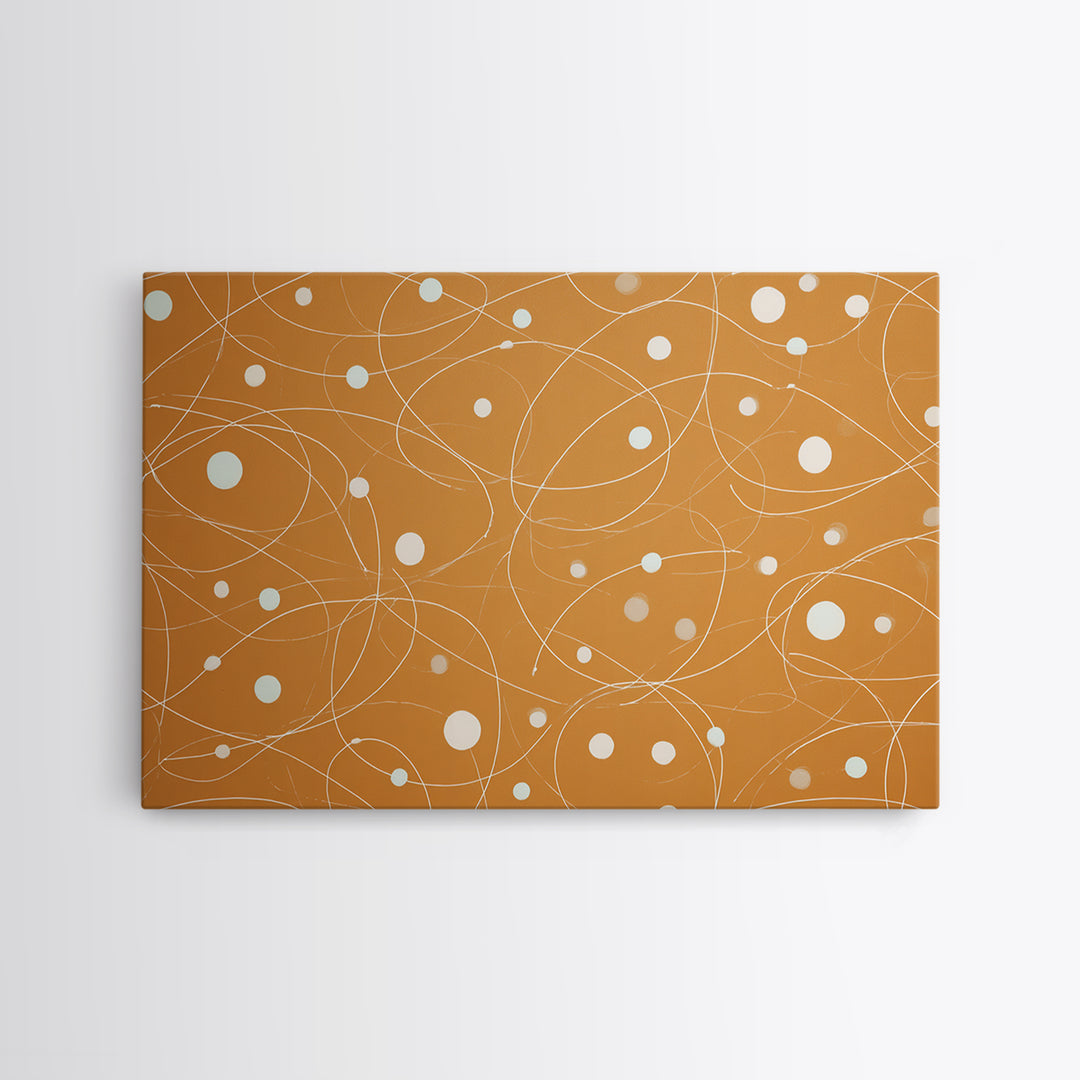 Burnt Orange Orbit Line Wall Art, Midcentury Modern Abstract Print, Minimal Atomic Pattern, Neutral Geometric Office Decor