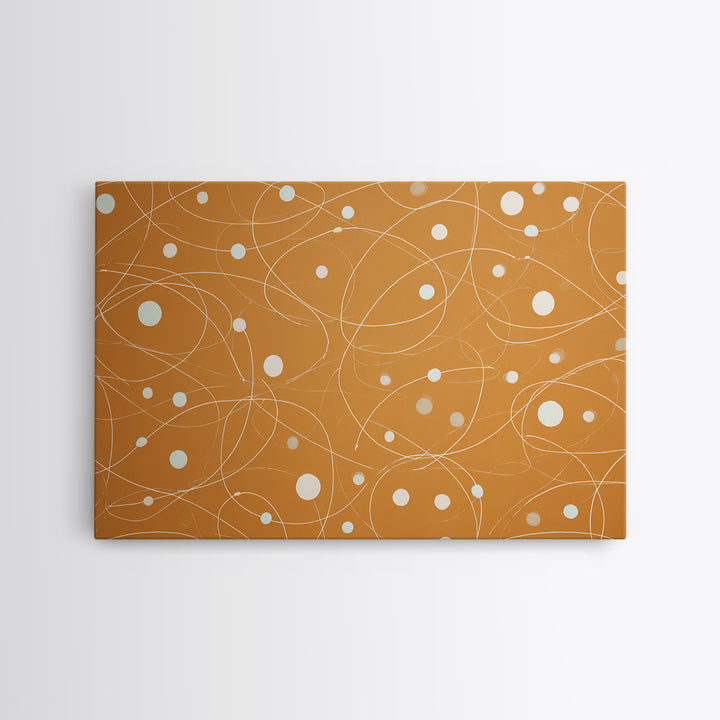 Burnt Orange Orbit Line Wall Art, Midcentury Modern Abstract Print, Minimal Atomic Pattern, Neutral Geometric Office Decor