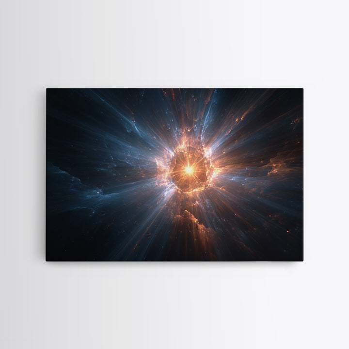 Cosmic Starburst Nebula Framed Canvas Print, Modern Wall Art, Space Abstract Art, Sci Fi Galaxy Decor For Living Room Decor