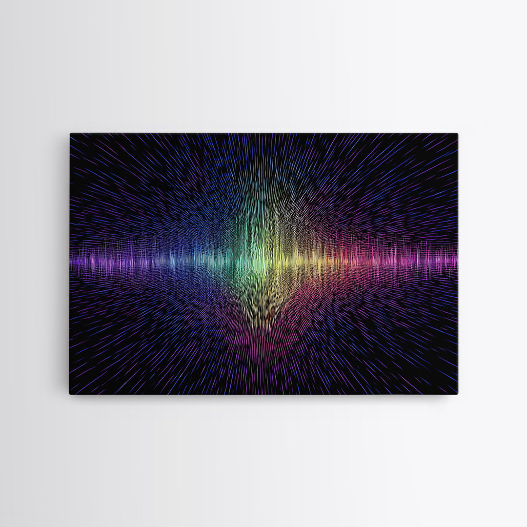 Rainbow Soundwave Abstract Wall Art, Colorful Digital Art Print, Modern Wall Decor, Music Lovers Art, Funky Wall Art, Trendy