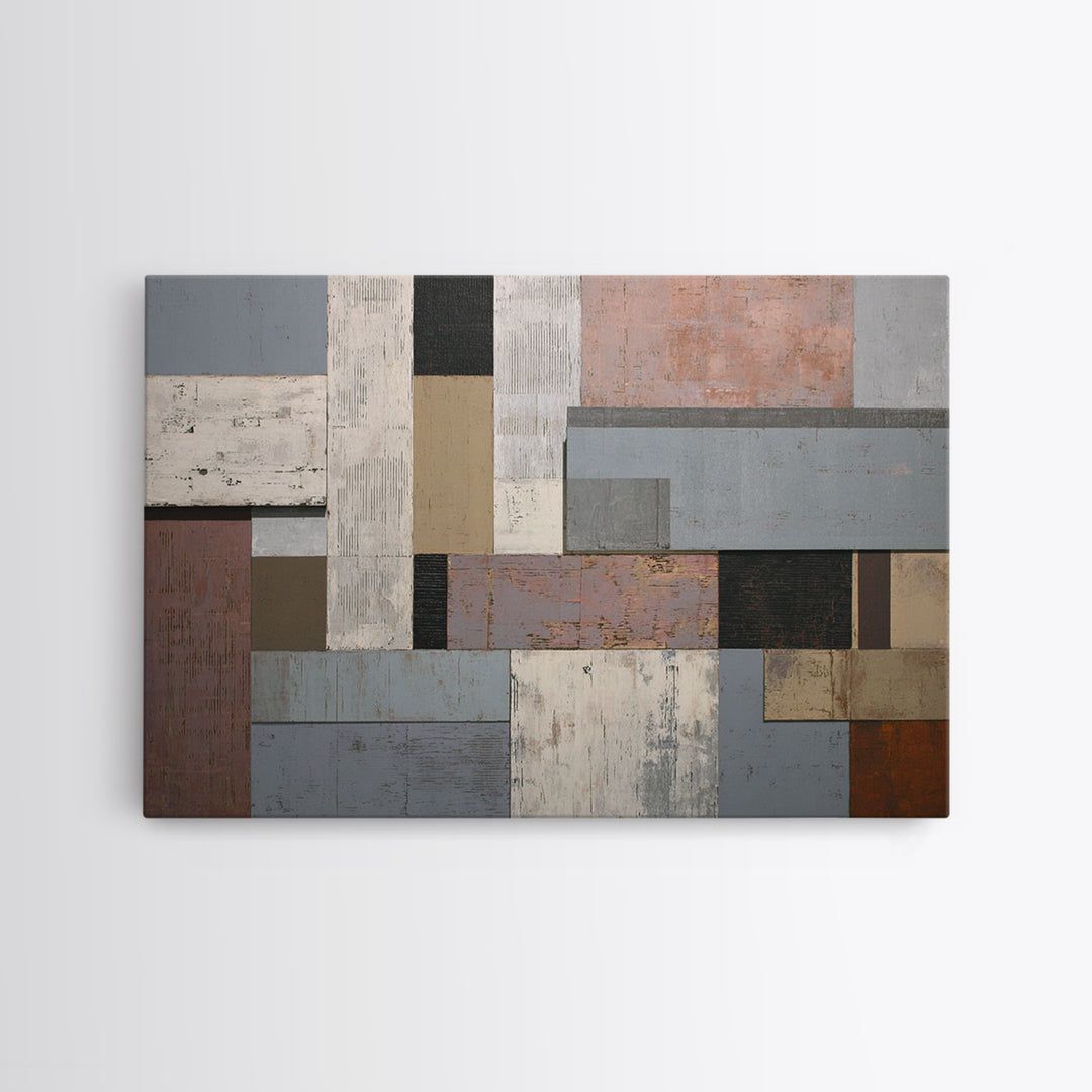 Neutral Gray Taupe Geometric Rectangle Wall Art, Modern Contemporary Abstract Print, Minimalist Office Decor For Living Room