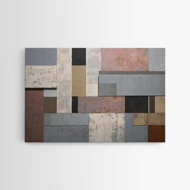 Neutral Gray Taupe Geometric Rectangle Wall Art, Modern Contemporary Abstract Print, Minimalist Office Decor For Living Room