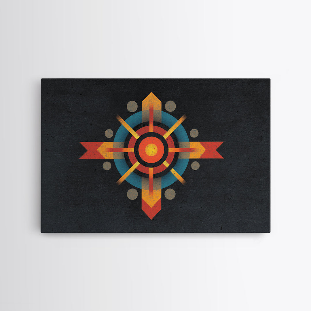 Dark Atomic Target Cross Wall Art, Midcentury Modern Abstract Print, Retro Geometric Poster, Masculine Office Decor, MCM Decor