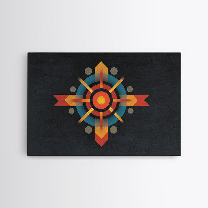 Dark Atomic Target Cross Wall Art, Midcentury Modern Abstract Print, Retro Geometric Poster, Masculine Office Decor, MCM Decor