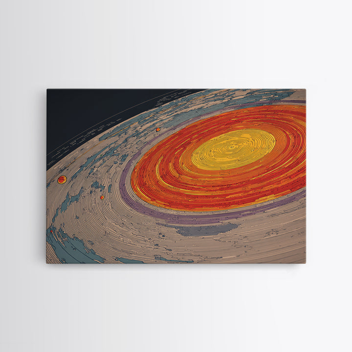 Orange Spiral Galaxy Canvas Print, Space Abstract Art, Modern Wall Art, Midcentury Modern Decor, Cosmic Retro Poster Gift