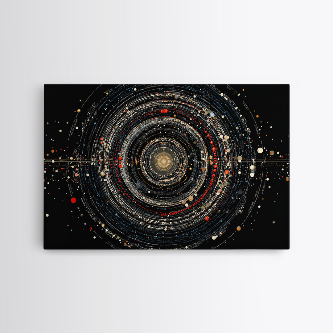 Black Cosmic Rings Wall Art, Abstract Solar System Framed Canvas Print, Modern Art Print, Space Abstract Art, Galaxy Decor
