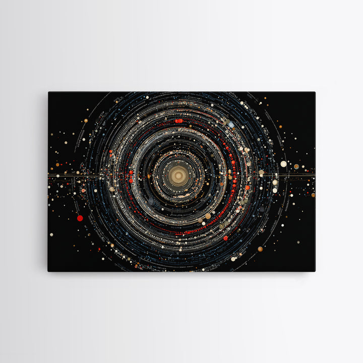 Black Cosmic Rings Wall Art, Abstract Solar System Framed Canvas Print, Modern Art Print, Space Abstract Art, Galaxy Decor