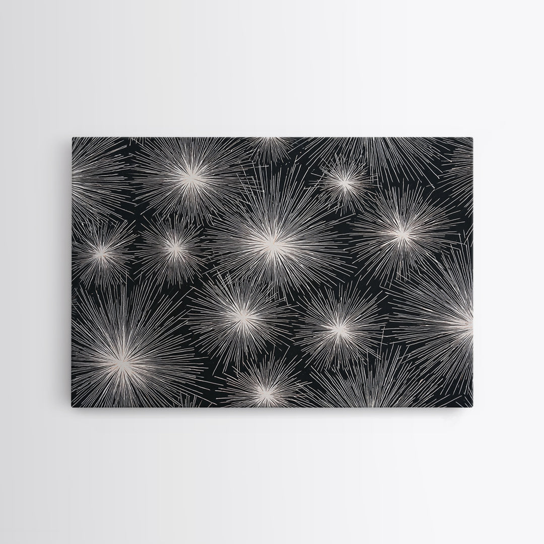 Black White Firework Starbursts Wall Art, Minimalist Canvas Print, Geometric Wall Art, Modern Abstract Art, Bold Decor Poster