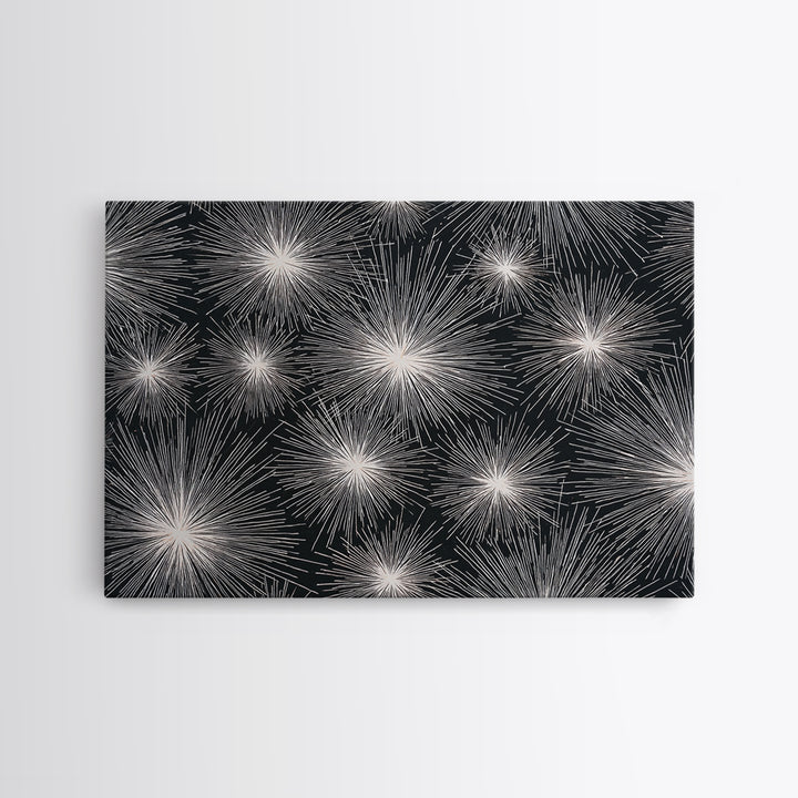 Black White Firework Starbursts Wall Art, Minimalist Canvas Print, Geometric Wall Art, Modern Abstract Art, Bold Decor Poster