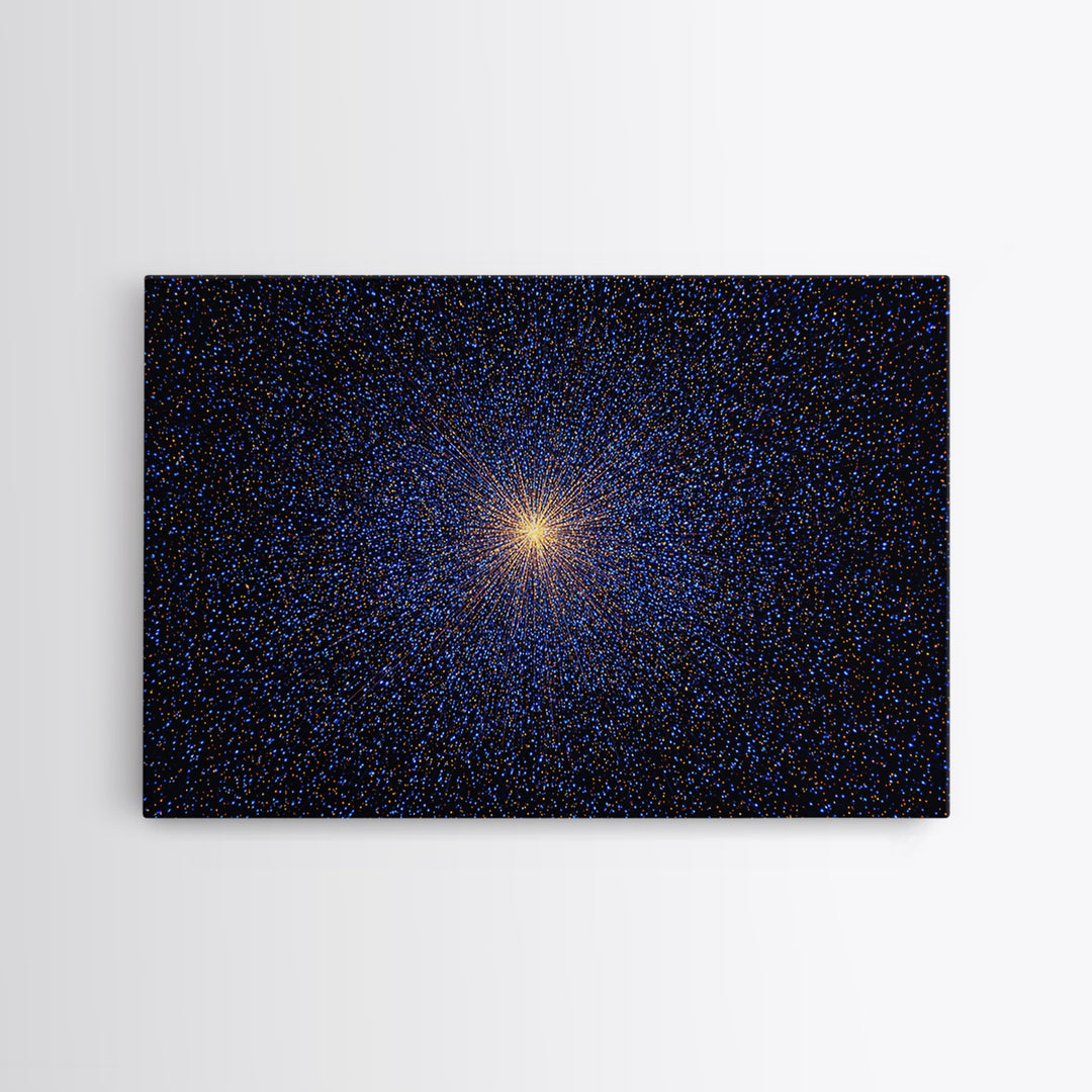 Radiant Blue Orange Starburst Wall Art, Midcentury Modern Abstract Art Print, Cosmic Retro Decor, Modern Home Decor, Bedroom Decor